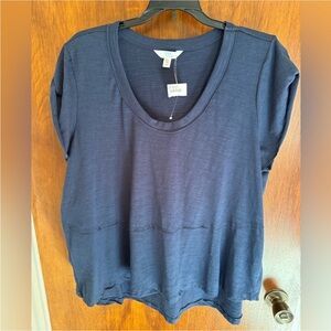 Time and Tru Navy Blue Scoop Neck Top W/Rolled Cap Sleeves. Size XXL (20)